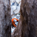 mountain climber at sunset