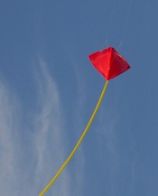 A kite flying against a blue sky