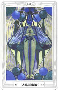 New Moon in Libra, the Scales - the Adjustment card from the Toth Tarot Deck