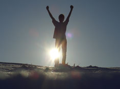 Liberating triumph in sillhouette